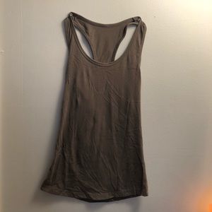 dark green racer back tee.